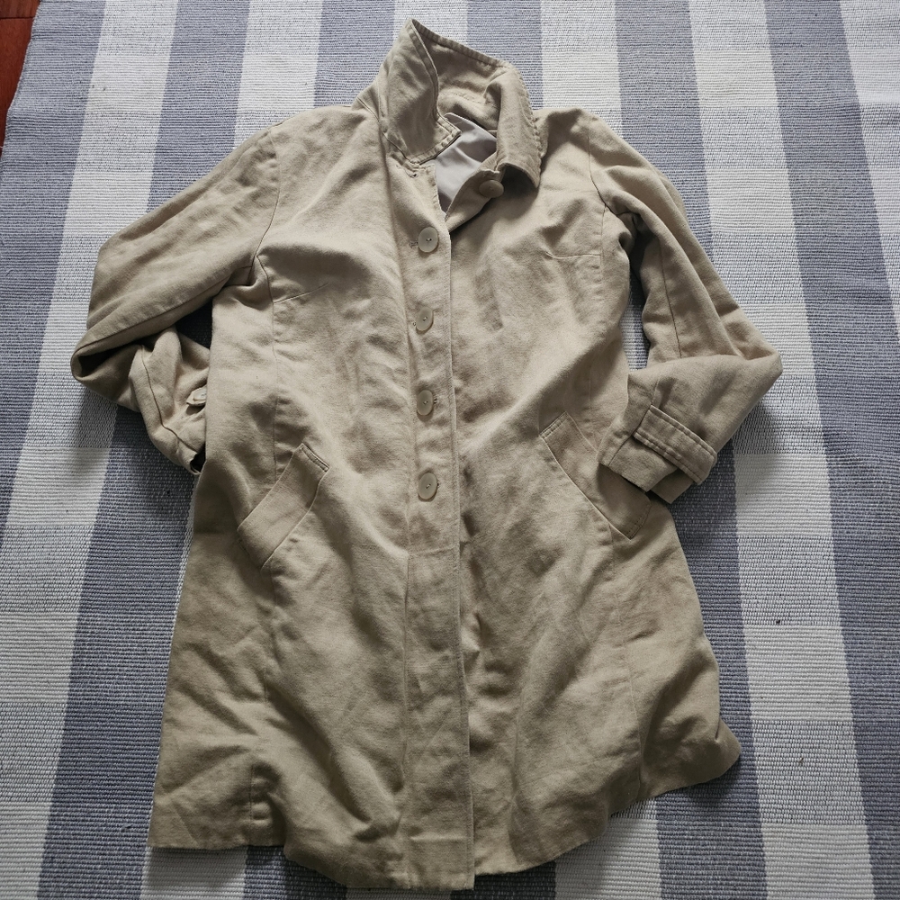 J. Jill Linen Cotton Relaxed  Tan Trench Size M